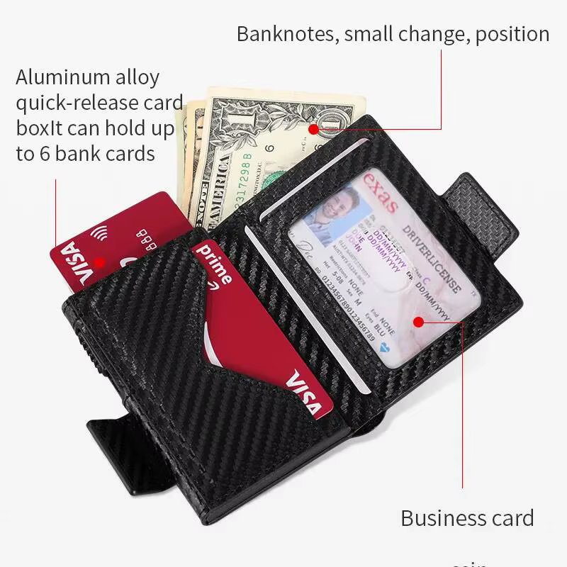 VM FASHION KISS hommes portefeuille en alliage d'aluminium automatique Pop-Up porte-carte multi-fentes Portable antivol