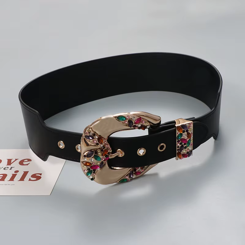 Ceinture large en cuir de luxe