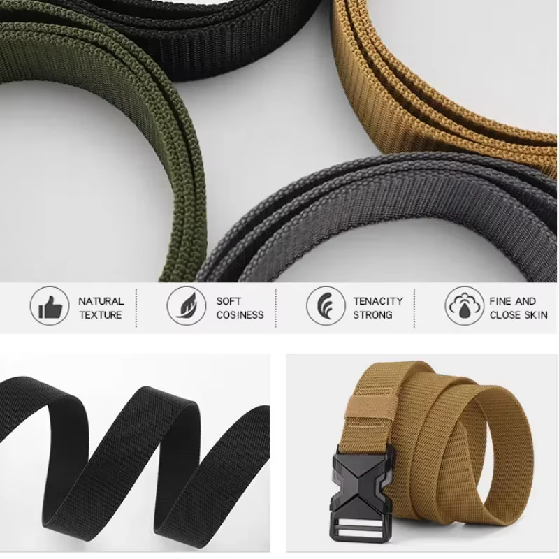 Ceinture à boucle en Nylon tressé pour hommes