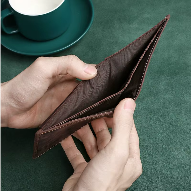 GENODERN nouveau portefeuille en cuir pour hommes mode d'affaires rétro portefeuille en cuir de cheval fou