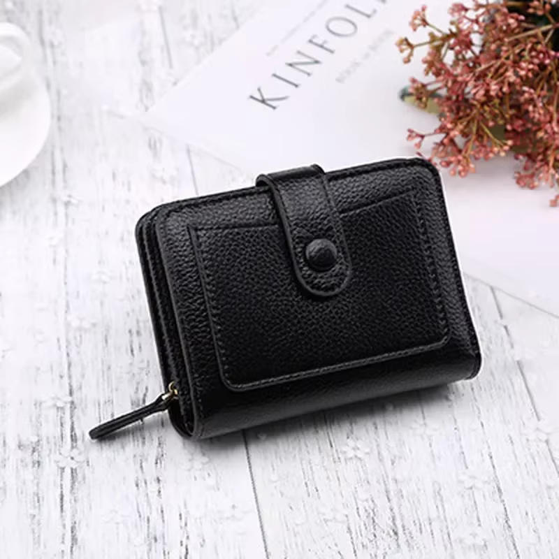 Femmes portefeuilles 2024 nouvelle marque de luxe rouge noir petit Mini porte-monnaie moraillon porte-carte dame portefeuille fermeture éclair femme boucle en cuir