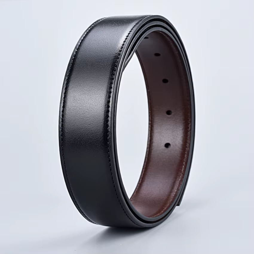 Sangle de ceinture en cuir sans boucle pour hommes