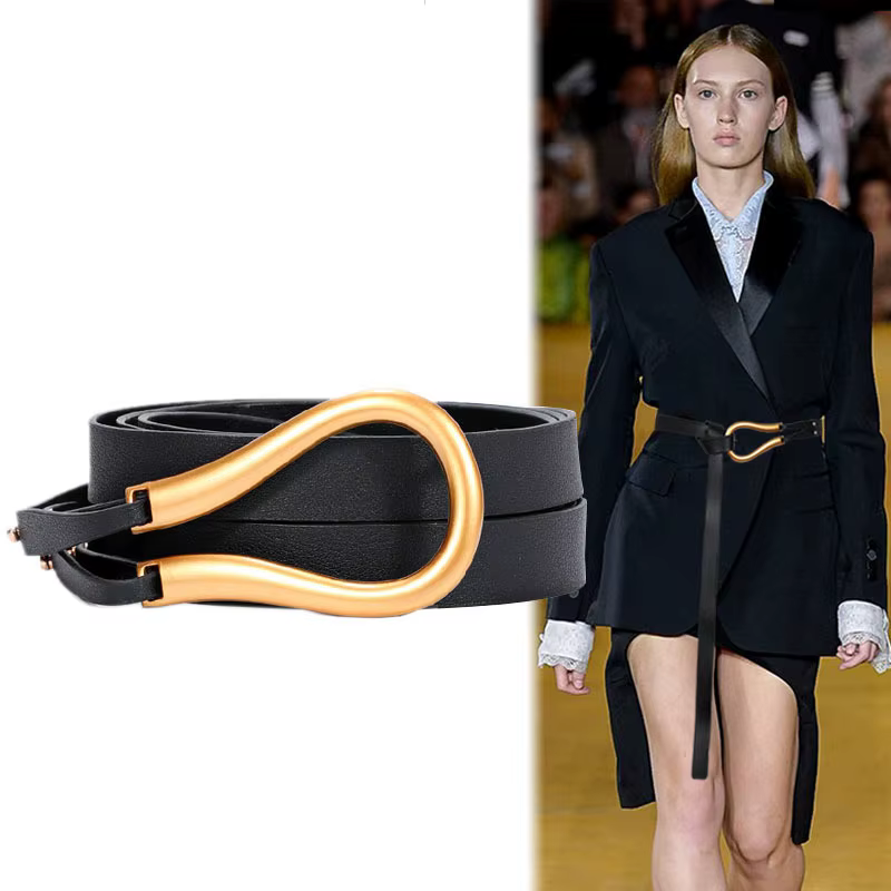 Mode femme ceinture de haute qualité décontracté léger fer à cheval boucle grand en forme de U luxe personnalité courbe
