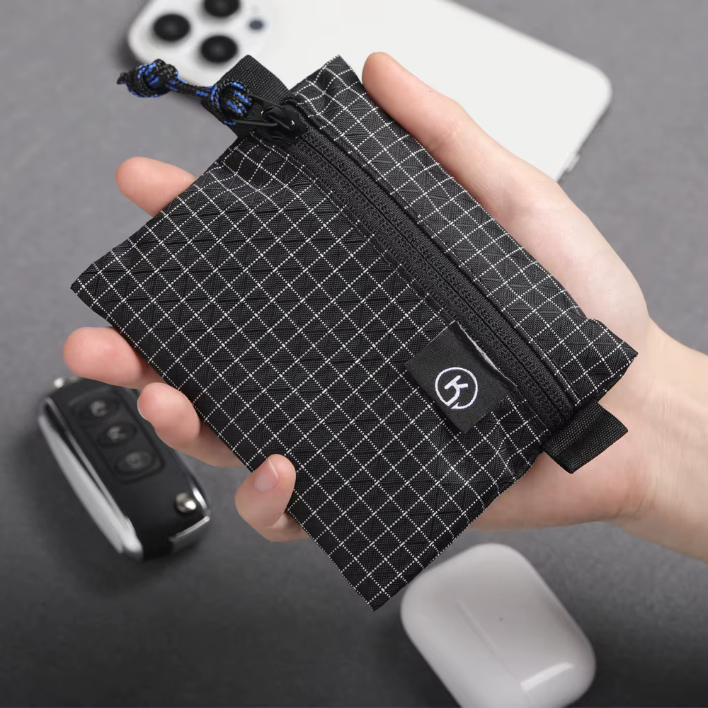 Kosibate Gridstop Portefeuille Porte-monnaie Pochette ultralégère à fermeture éclair avec organisateurs à fermeture éclair YKK pour la randonnée, la randonnée et les voyages
