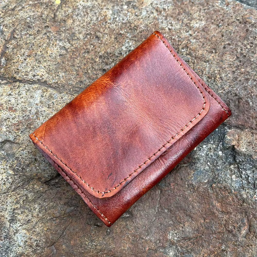 Brepostal-Portefeuille en cuir véritable rétro pour hommes et femmes