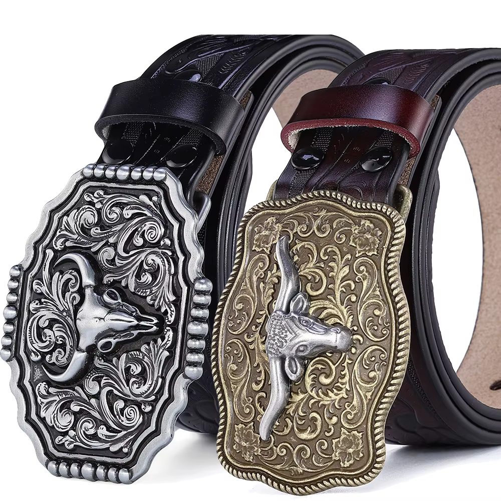 Ceinture occidentale hommes ceintures en cuir véritable