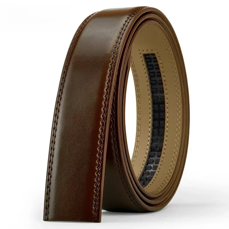Ceinture sans boucle en cuir véritable pour hommes - 3
