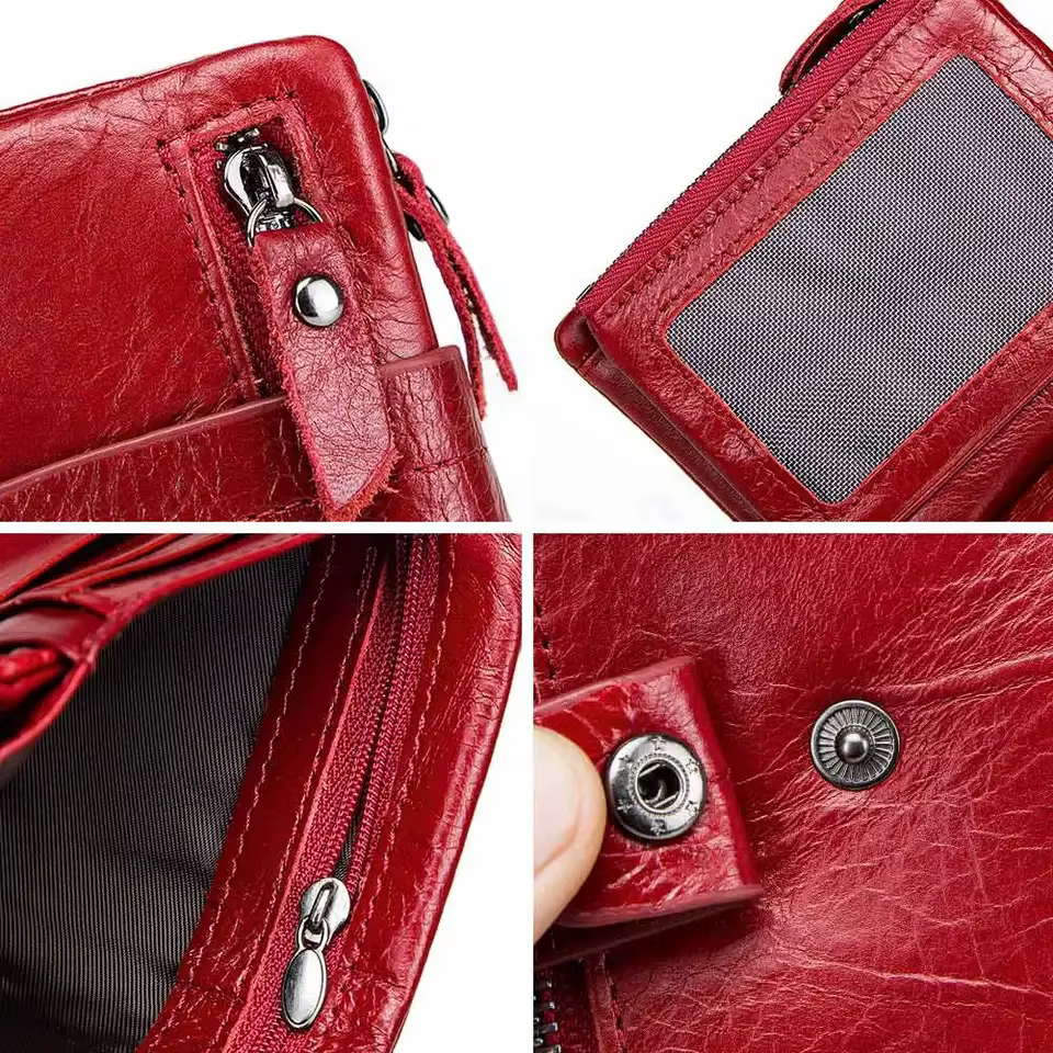 Portefeuille en cuir véritable pour femmes