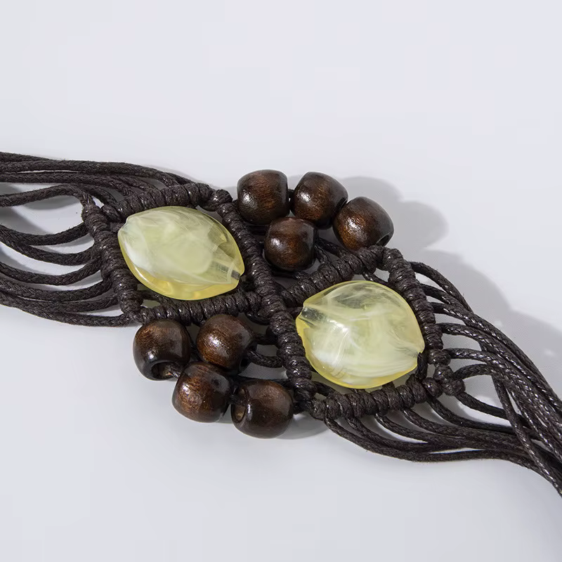 Ceinture à nœud tissé en perles de résine bohème