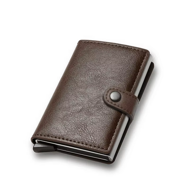 Porte-cartes de crédit en cuir marron pour hommes