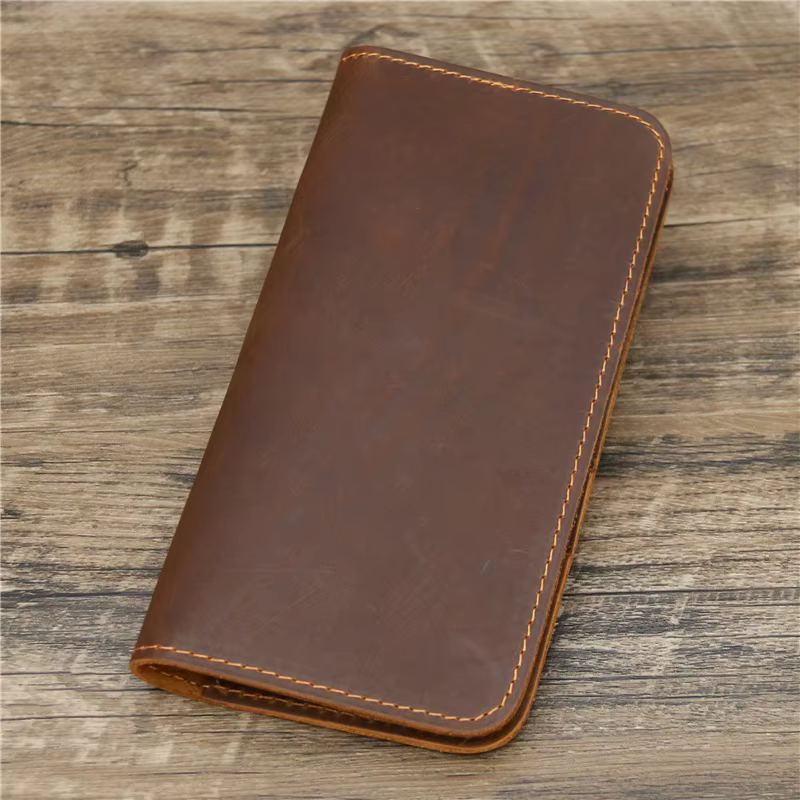 Meilleur portefeuille personnalisé en cuir véritable pour hommes avec porte- chéquier Long