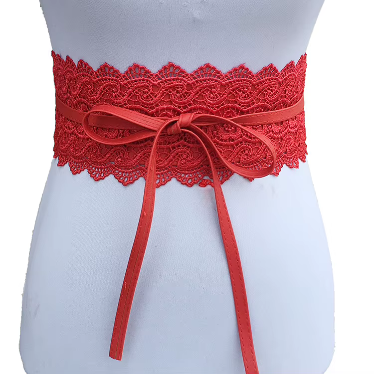 Ceinture en dentelle avec nœud pour femmes
