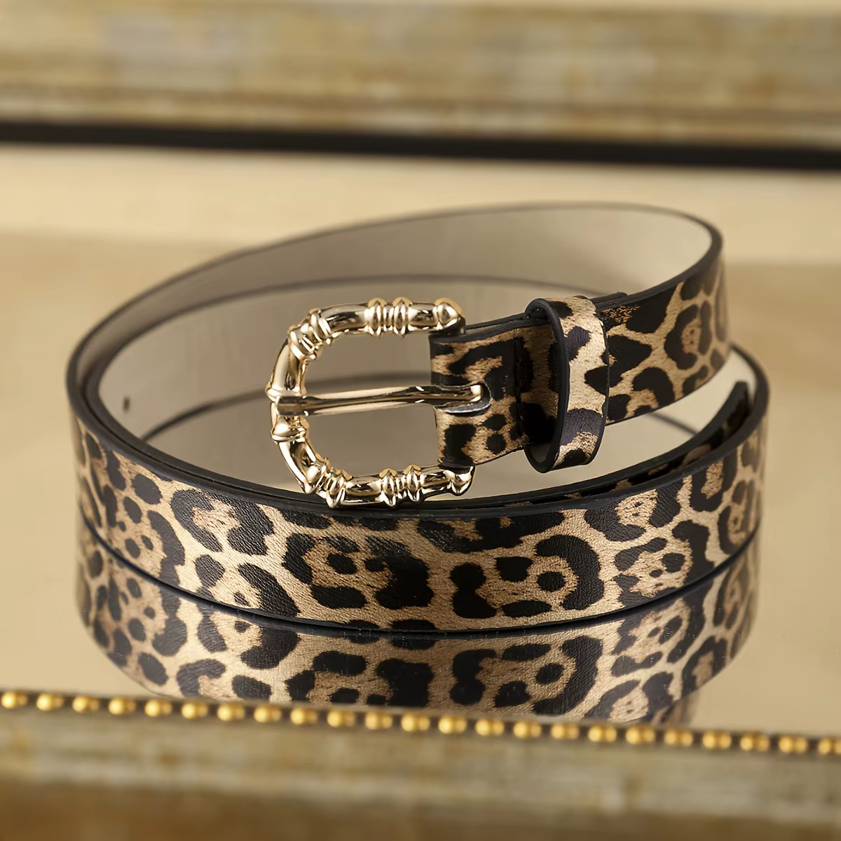 1 ceinture en PU à imprimé léopard pour femme