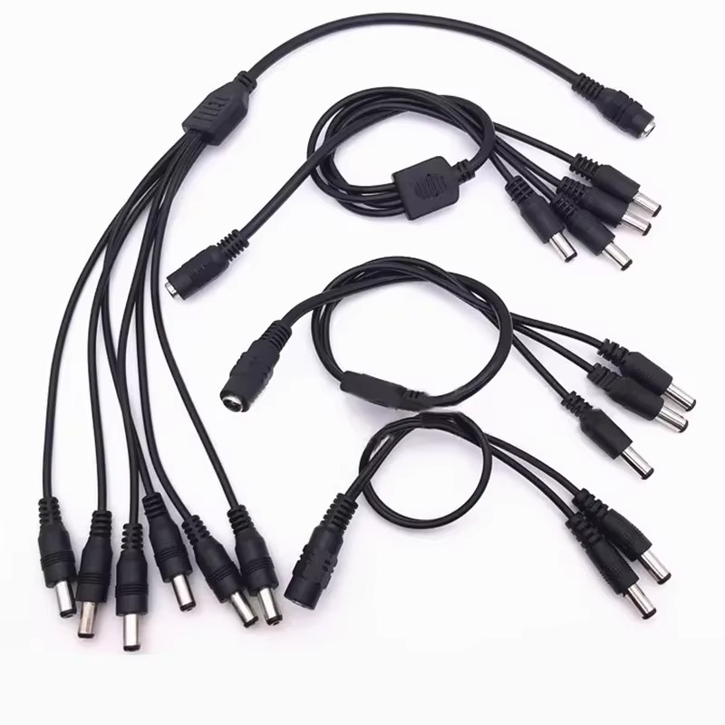 Répartiteur d'alimentation cc multi-ports 5.5x2.1mm 1 à 2/3/4/5/6/8 voies 12V pour l'extension d'alimentation unique à plusieurs appareils