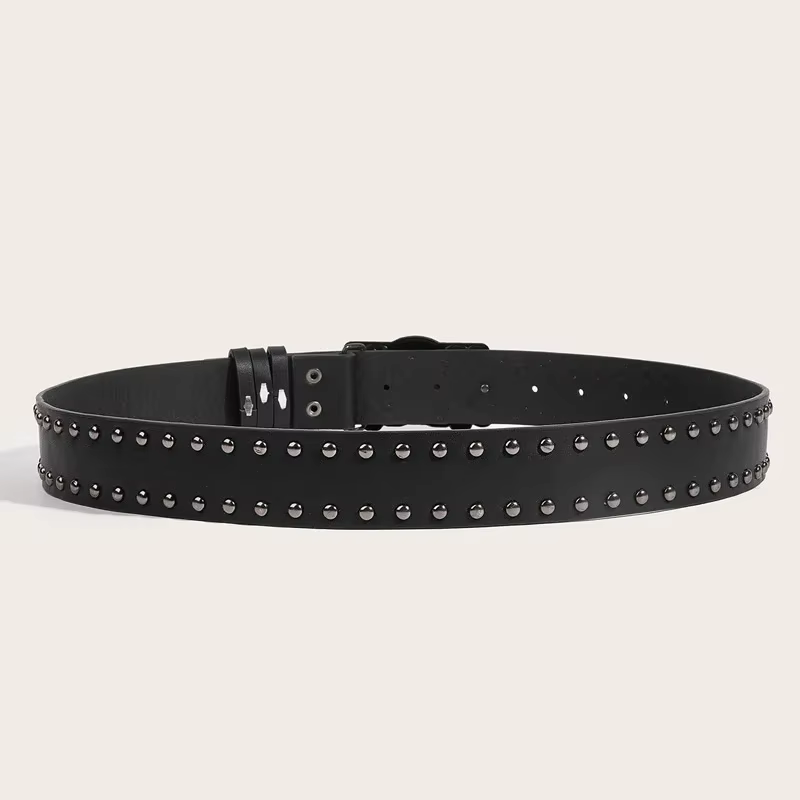 Nouvelles ceintures pour femmes de haute qualité marque de luxe Punk Goth Rivet noir jean unisexe hommes ceinture patte