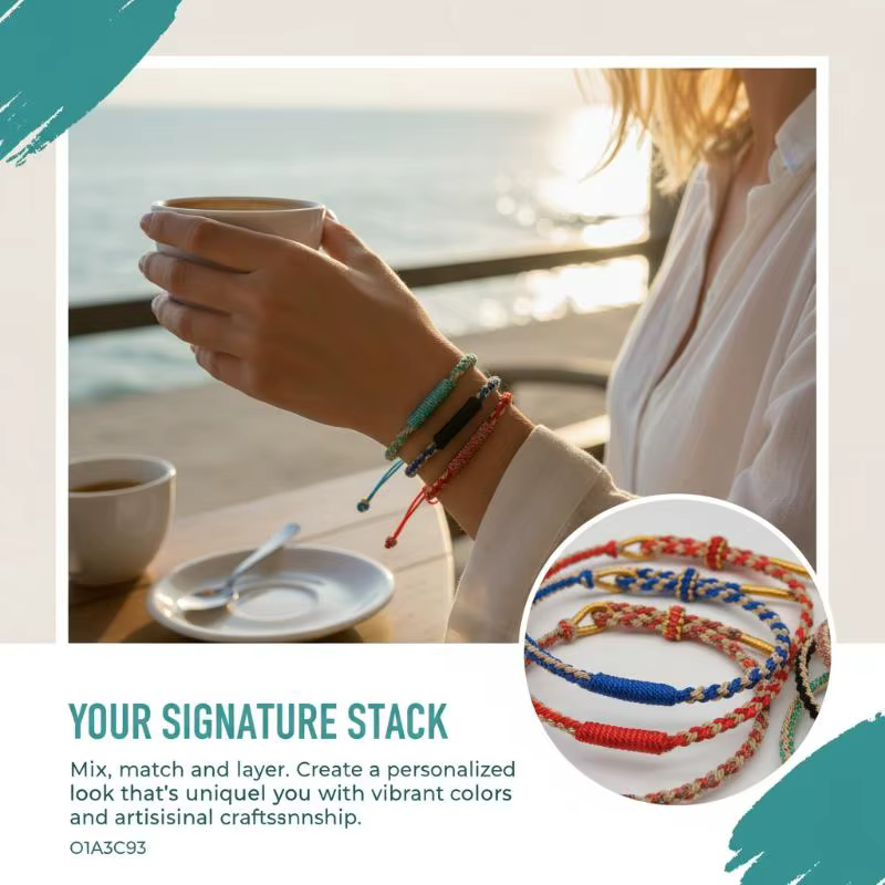 Bracelets porte-bonheur faits main en fil de coton multicolore, ajustables, pour l'amitié et la décoration de fête