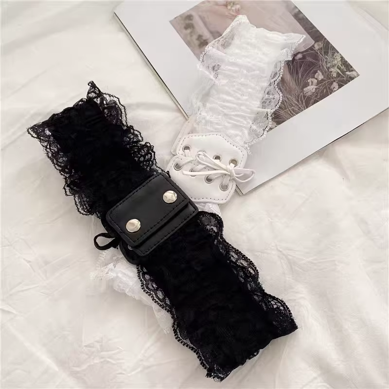 Ceinture élastique en dentelle rétro pour femmes