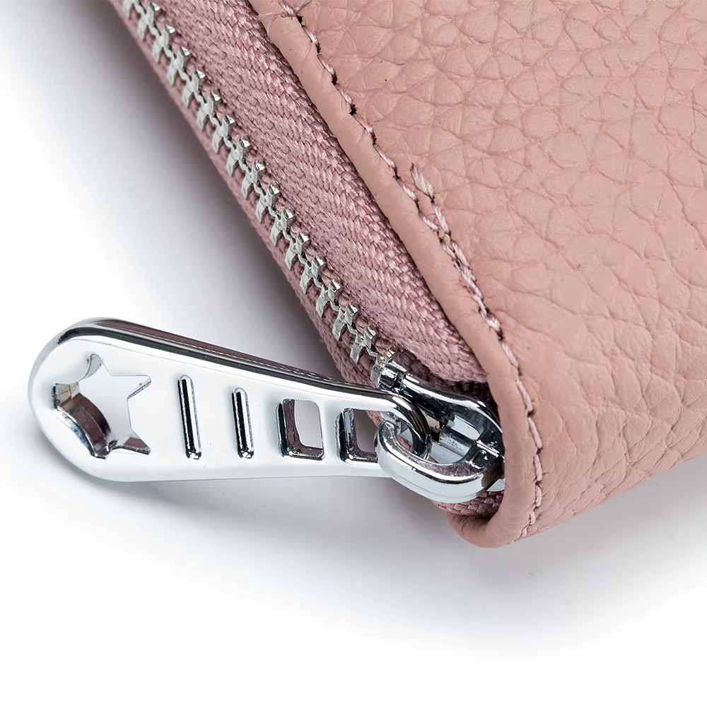 Portefeuille long en cuir véritable pour femme