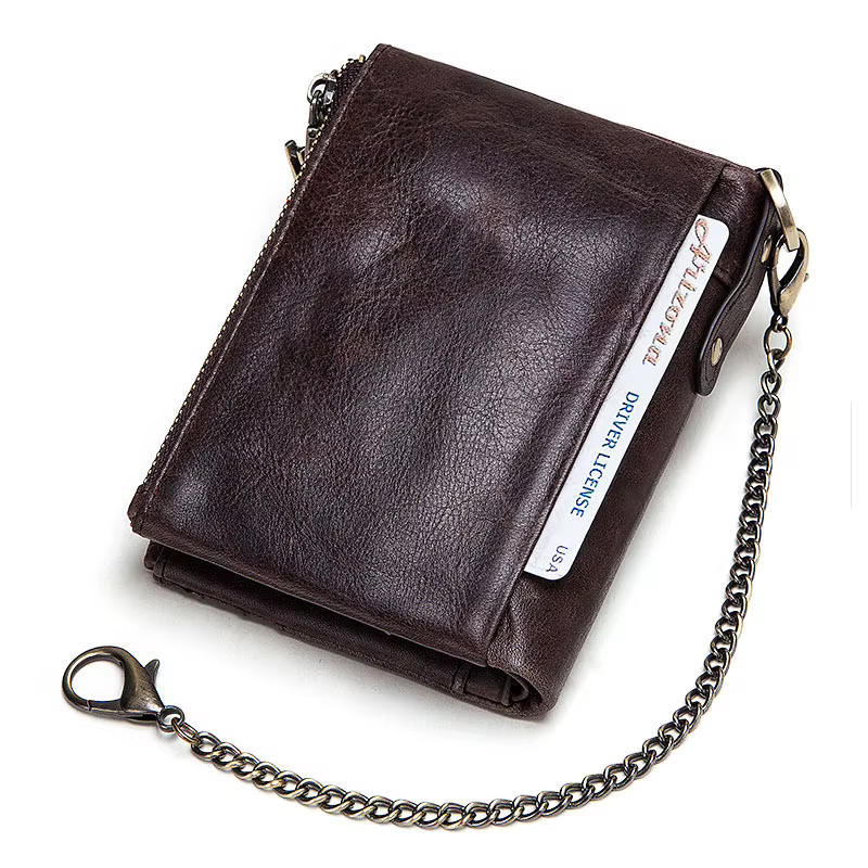 Portefeuille décontracté en cuir véritable pour homme