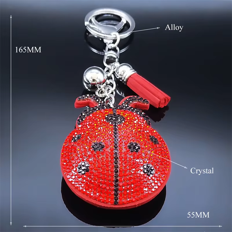 Coccinelle gland cristal porte-clés sac breloque pour femmes/hommes