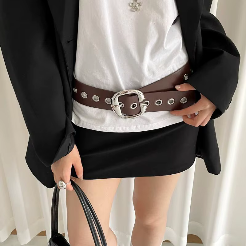 Ceinture large en cuir PU pour femme