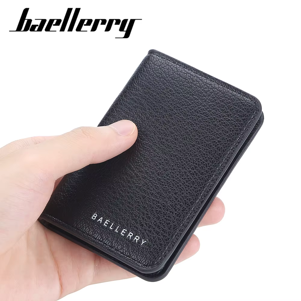 Baellerry mince Compact marque de luxe portefeuille hommes en cuir souple porte-cartes de crédit