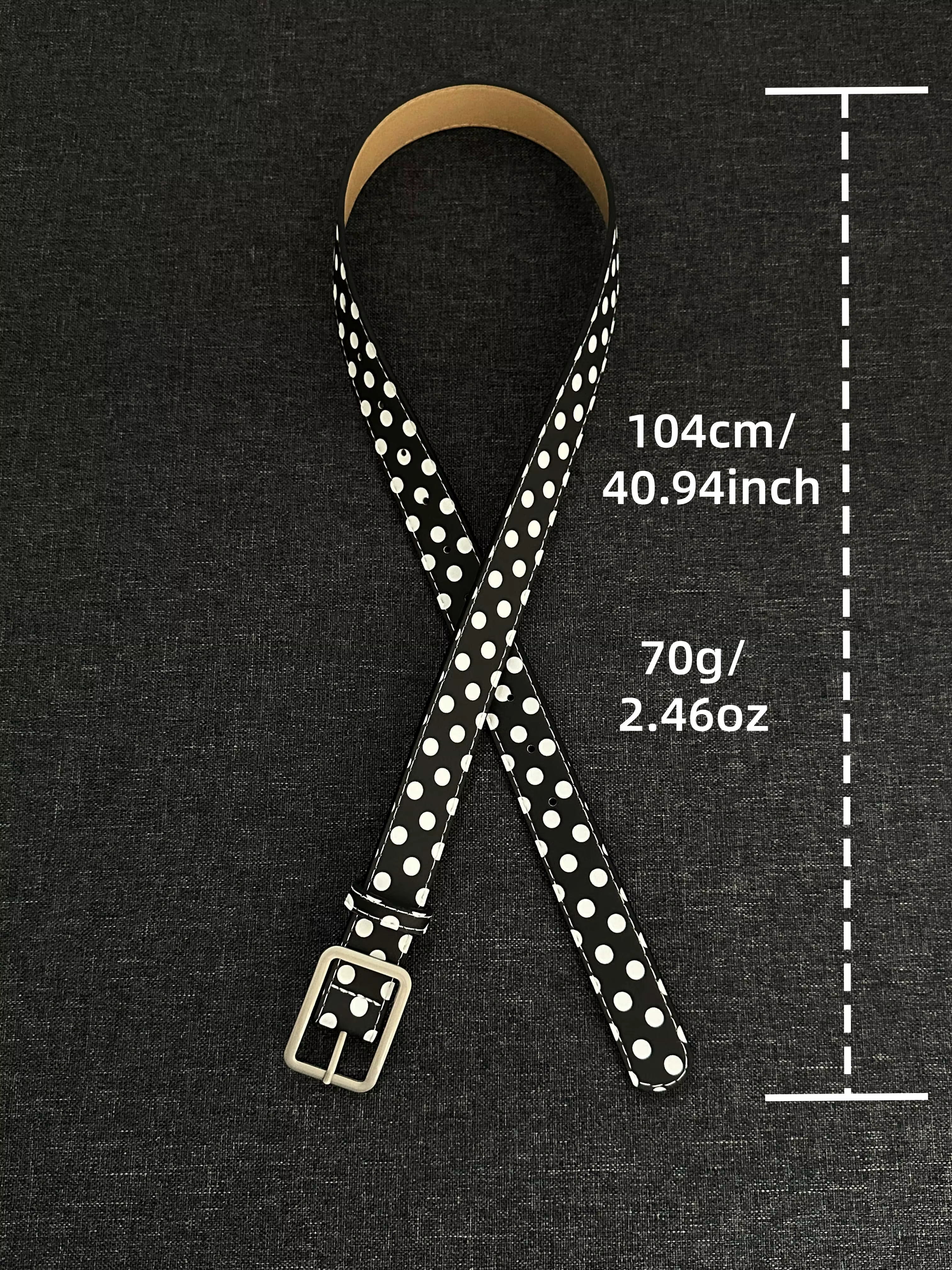 Ceinture noire à pois blancs