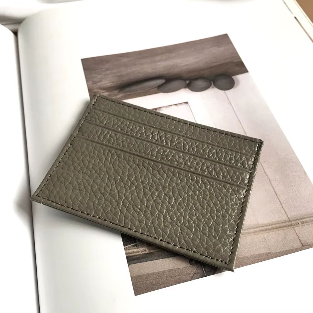 Portefeuille de cartes en cuir véritable avec lettres personnalisées
