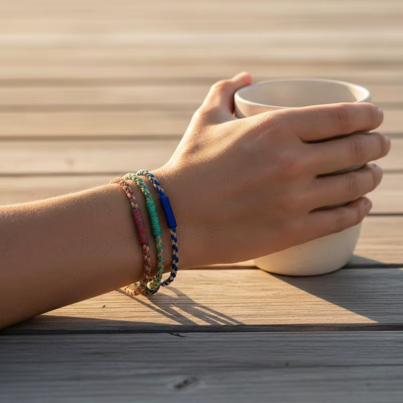 Bracelets porte-bonheur faits main en fil de coton multicolore, ajustables, pour l'amitié et la décoration de fête