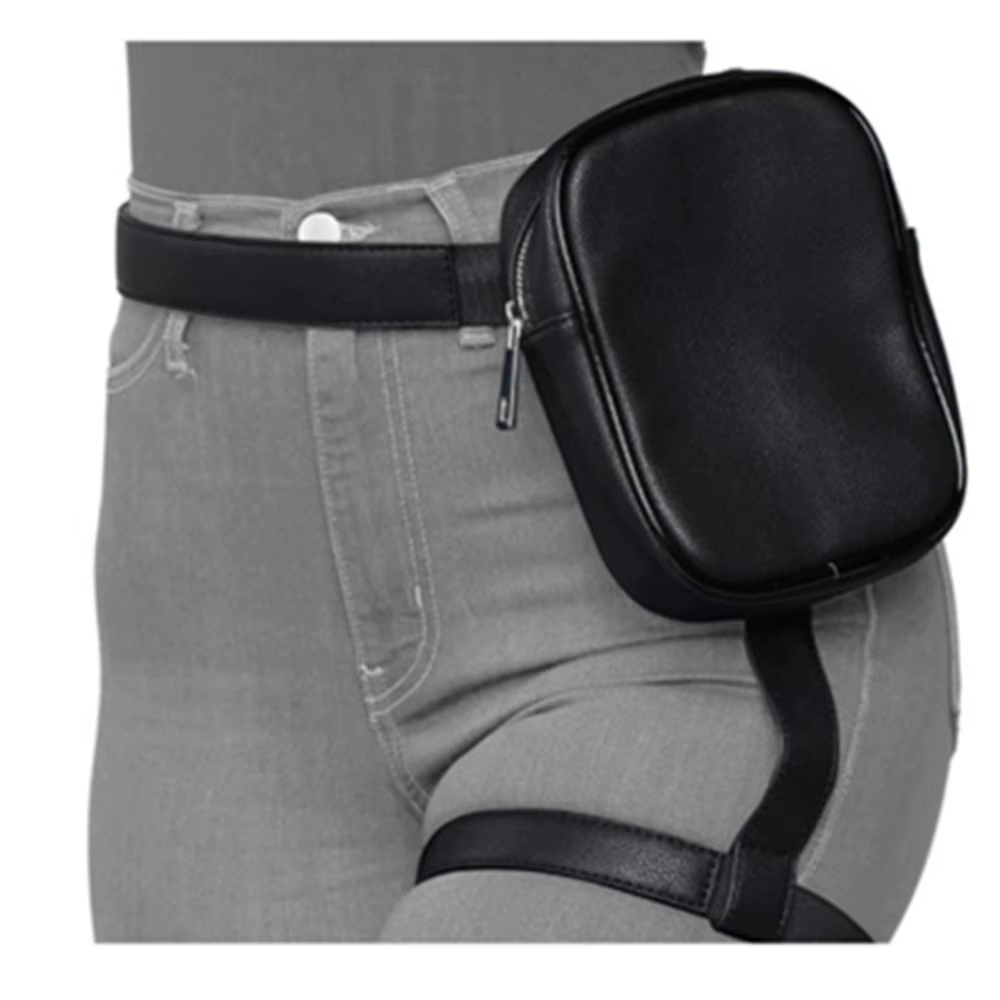 Tendance élégant noir femmes taille jambe ceinture en cuir Cool fille sac Fanny Pack pour randonnée en plein air moto