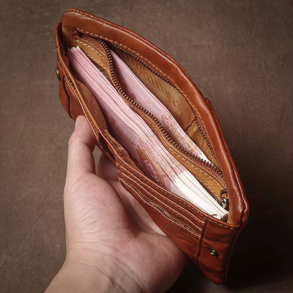 GURO – portefeuille Vintage en cuir véritable pour hommes et femmes