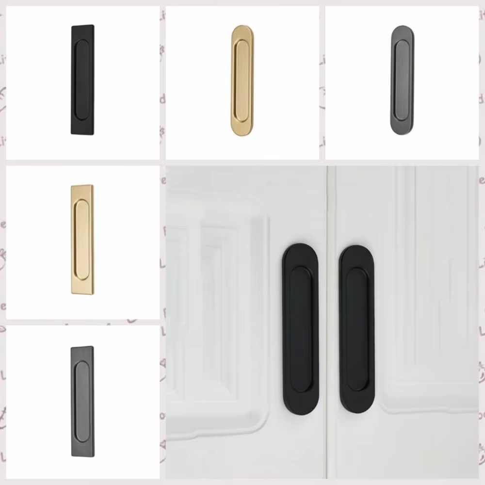 Poignée auto-adhésive sans perçage, Double face, noir/gris/or, poignée de porte coulissante en alliage d'aluminium, bouton de porte en verre pour meubles