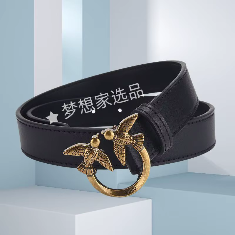 Ceinture en cuir véritable pour femme, motif oiseau tendance, nouveau style 2026, décontractée, polyvalente et confortable pour le quotidien