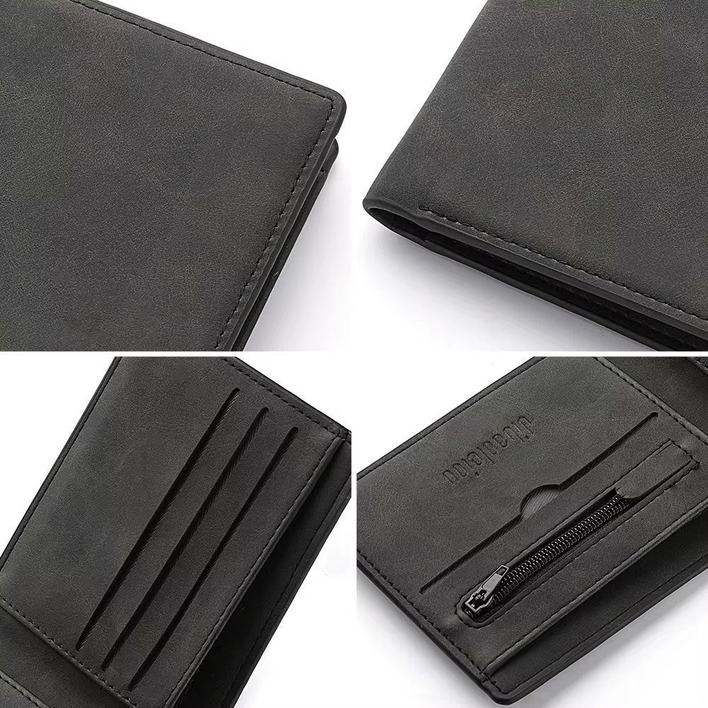 Portefeuille pliable en cuir PU pour homme