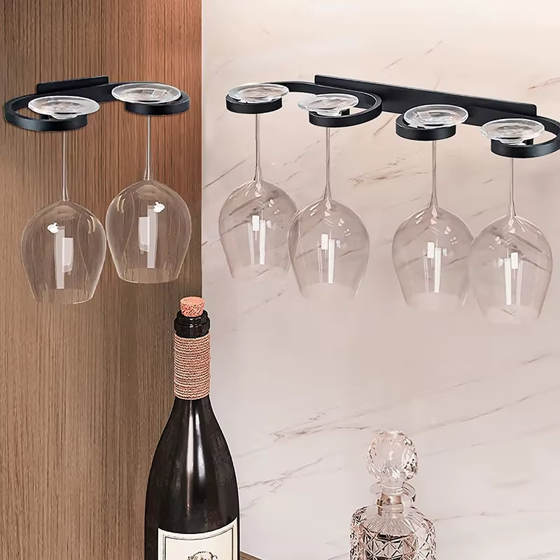 Porte-verre à vin mural en aluminium sans poinçon, espace créatif, gobelet, rangement, T1, bar, restaurant, ménage