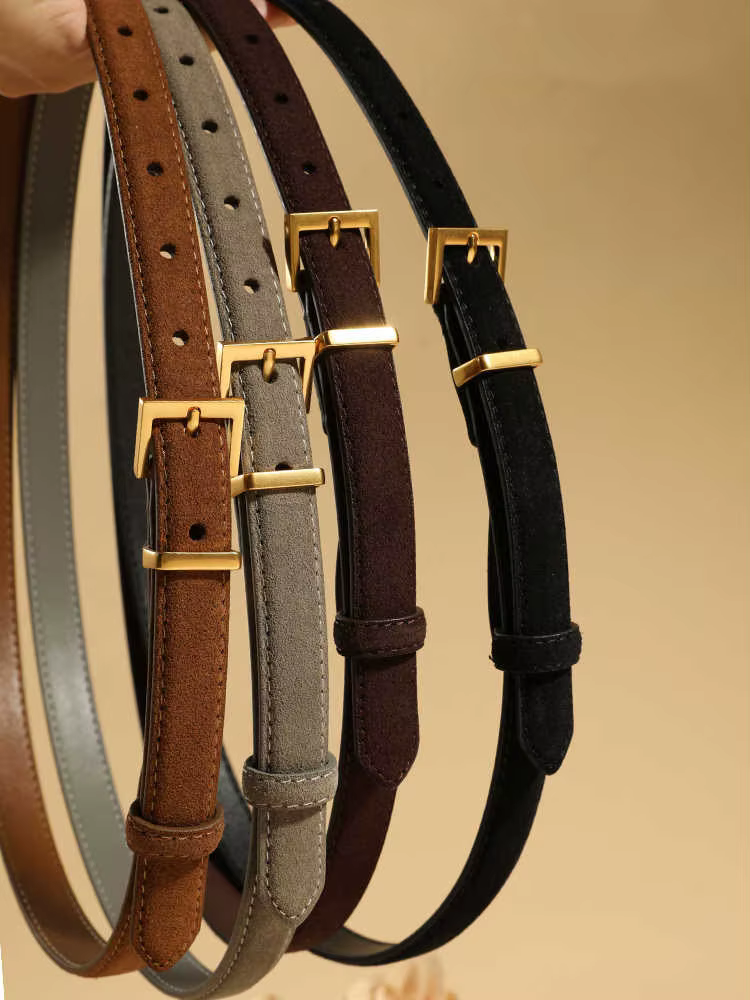 Ceinture en cuir suédé pour femmes avec boucle en métal