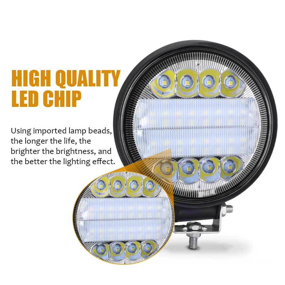 Feux de travail LED 4x4 72W 24LED, feux antibrouillard pour tracteur, barre lumineuse haute puissance, spot rond tout-terrain, ATV, Jeep, pour camion, SUV, 4x4, blanc 6000K, 12V 24V