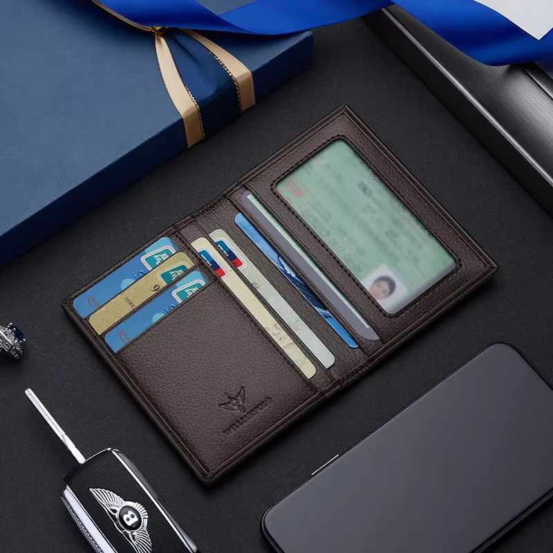 Marque affaires hommes portefeuille en cuir véritable gaufrage