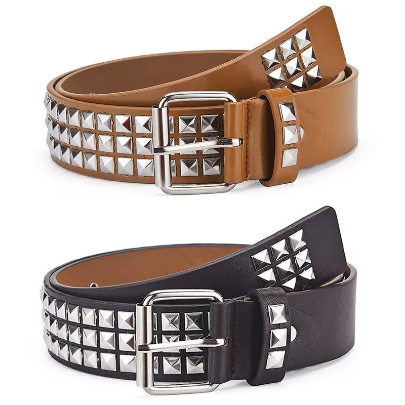 Mode nouvelle perle carrée Rivet ceinture métal pyramide