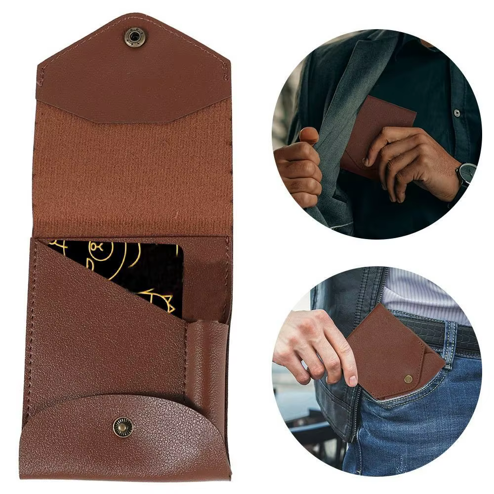Portefeuille Compact multifonctionnel étanche en cuir PU fait à la main