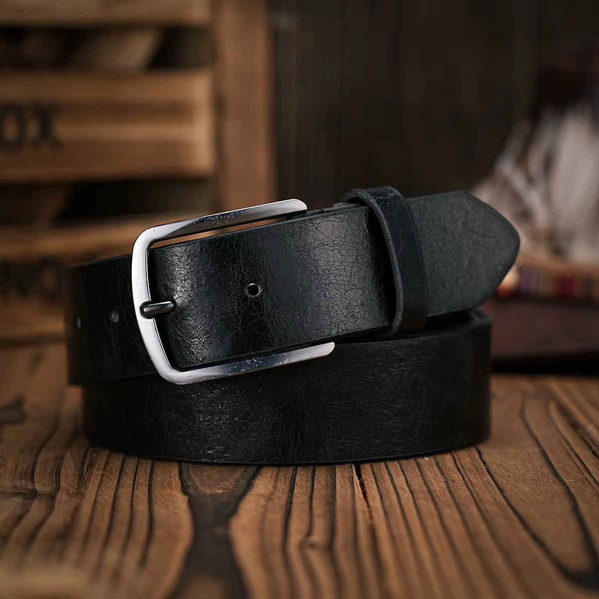Ceinture en PU marron de style décontracté avec boucle en métal rétro pour homme et femme