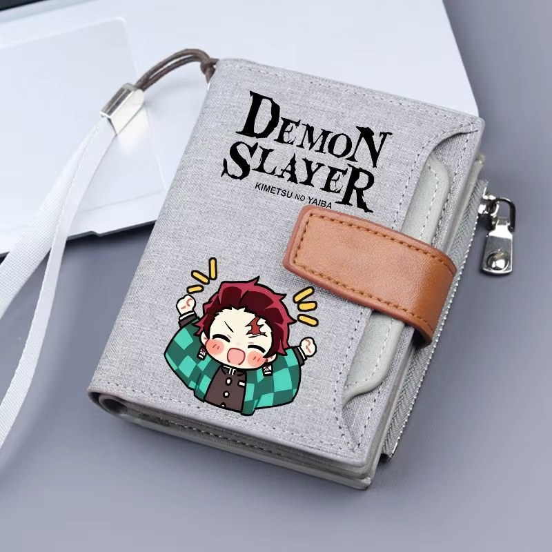 Demon Slayer Kawaii – sac à cartes portable de grande capacité, accessoire d'anime, Tanjiro Yadouzi, porte-monnaie mignon pour étudiant, cadeau