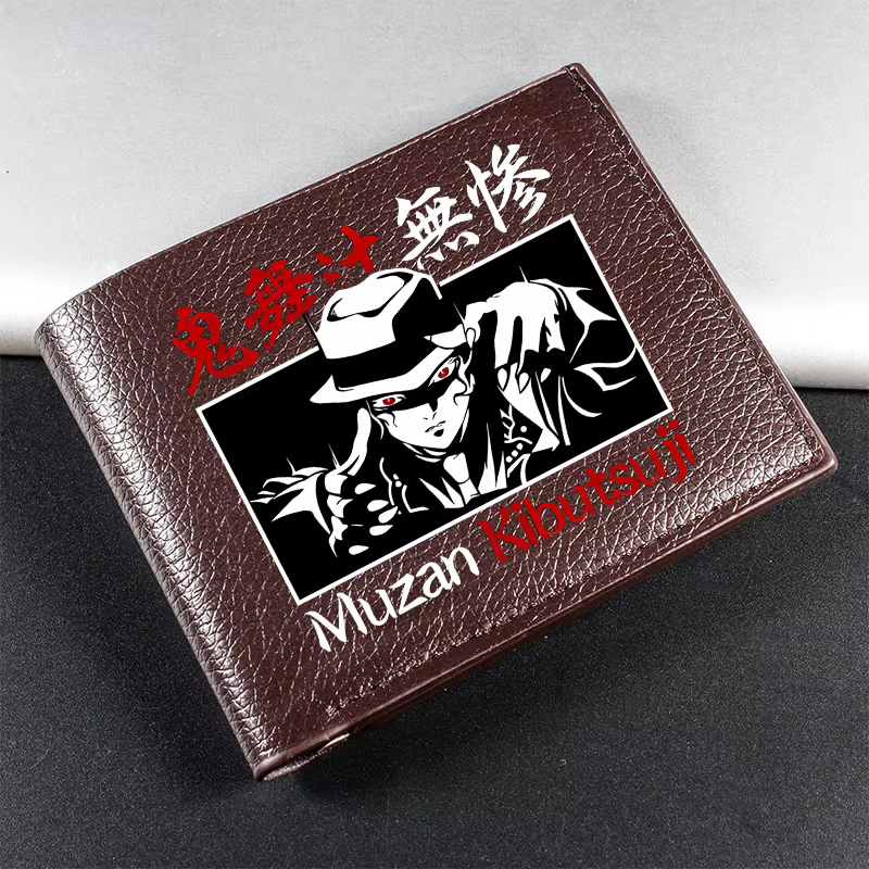 Portefeuille court Demon Slayer pour homme, imprimé anime, porte-cartes portable, porte-monnaie zippé tendance, porte-cartes adulte, sac à monnaie pour homme
