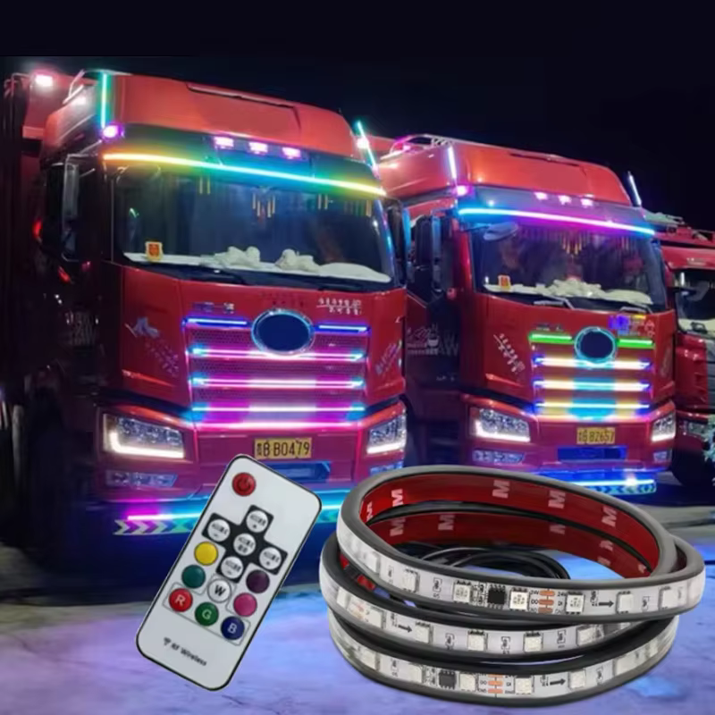 Barre lumineuse LED RVB étanche avec télécommande pour camion, lumière de sauna flexible, escales lumineuses décoratives, 24V, 1.5m, 2.4m