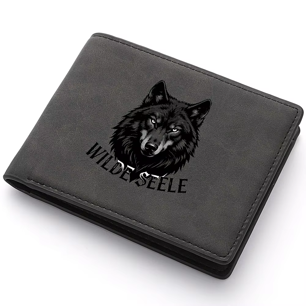 Portefeuille homme mini slim imprimé tête de loup