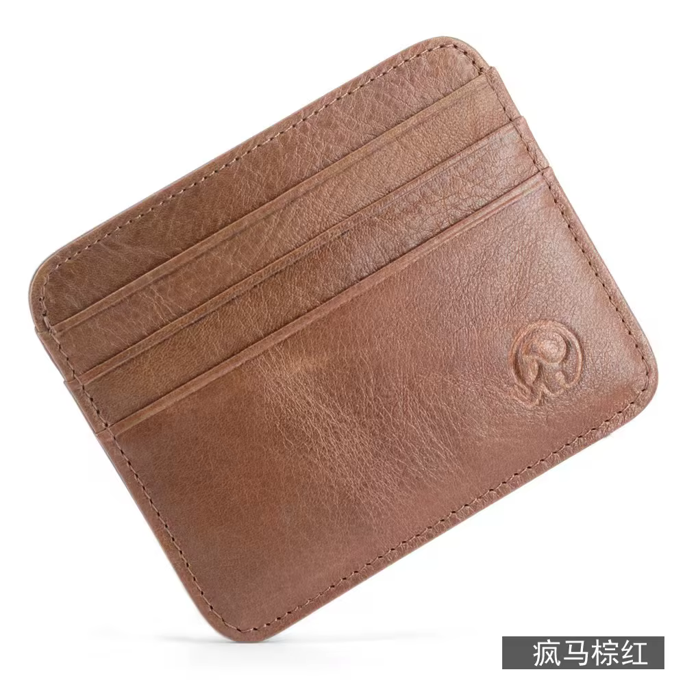 Importation cuir de vachette Lichi modèle portefeuille pour hommes trier femme carte de crédit Style Vintage porte-carte de crédit porte-monnaie en peau d'agneau