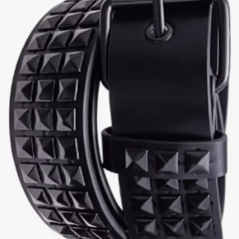 Ceinture à rivets en perles carrées, ceinture pyramide en métal, ceinture en denim à matériel punk pour hommes et femmes, ceinture Y2K
