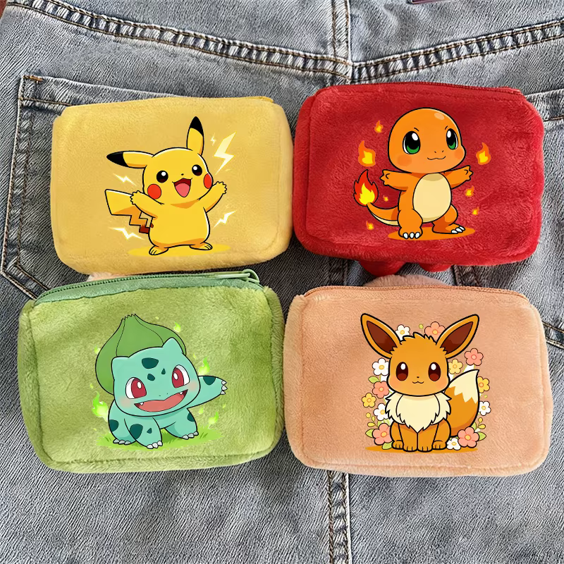 Porte-monnaie Anime Pokémon pour fille et garçon, mini portefeuille court, porte-clés, fermeture éclair, pochette pour femme, porte-cartes d'identité, pochette à monnaie rose, petites trousses de maqu