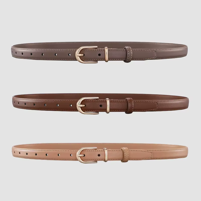 Ceinture en cuir de vachette double couche avec boucle en alliage pour femme, idéale pour un style business décontracté polyvalent, haut de gamme et simple, à porter avec des jeans