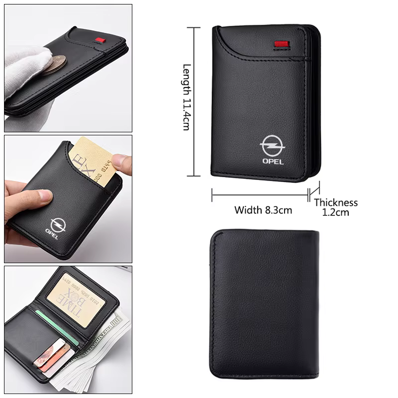 Emblème de voiture portefeuille souple en cuir Mini porte-monnaie pour cartes de crédit petit portefeuille Portable pour Opel Astra H Insignia Mokka Zafira Corsa Vectra